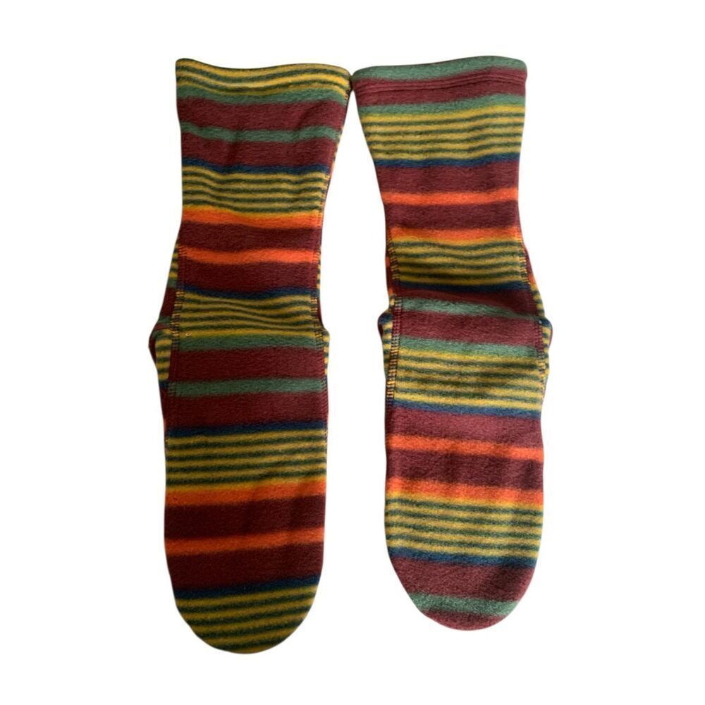 L.L.Bean Bean’s Fleece Socks – Multicolor Striped Cozy Unisex – Size Large NWT